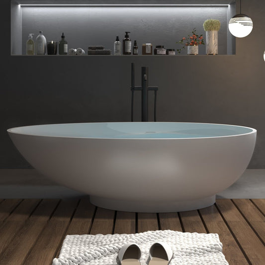 ExBrite 70" Soaking Bathtub Oval-shaped Free standing tub with Overflow