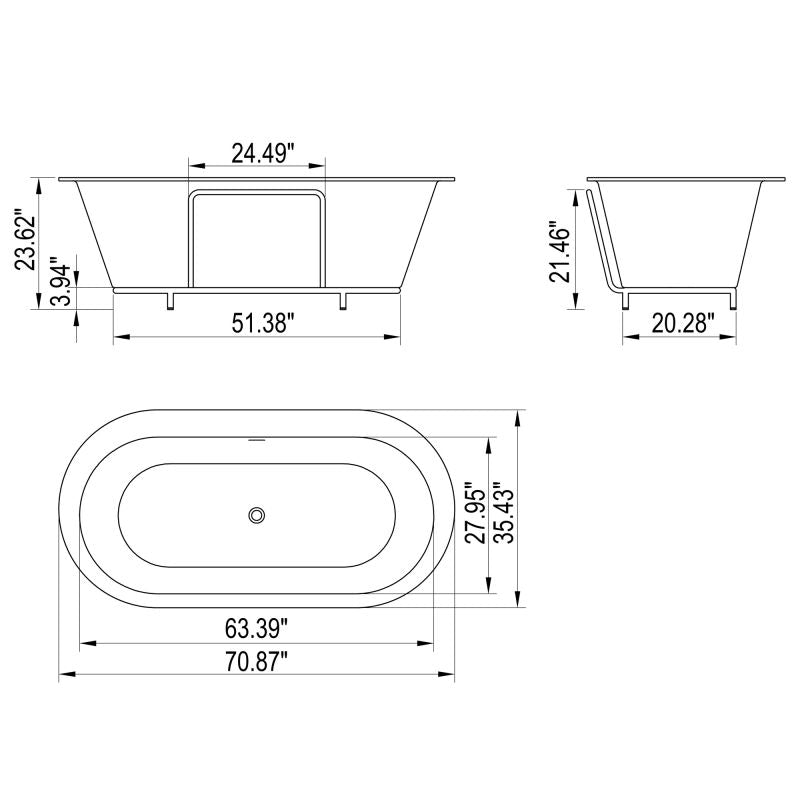 ExBrite 71 inch Freestanding Artificial Stone Solid Surface Bathtub,German Red Dot Product