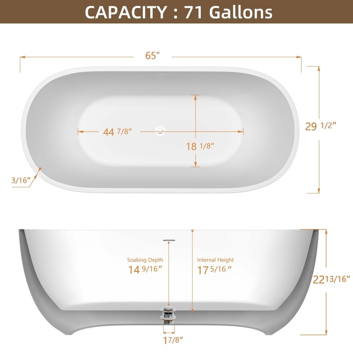 ExBrite Bathtub 65