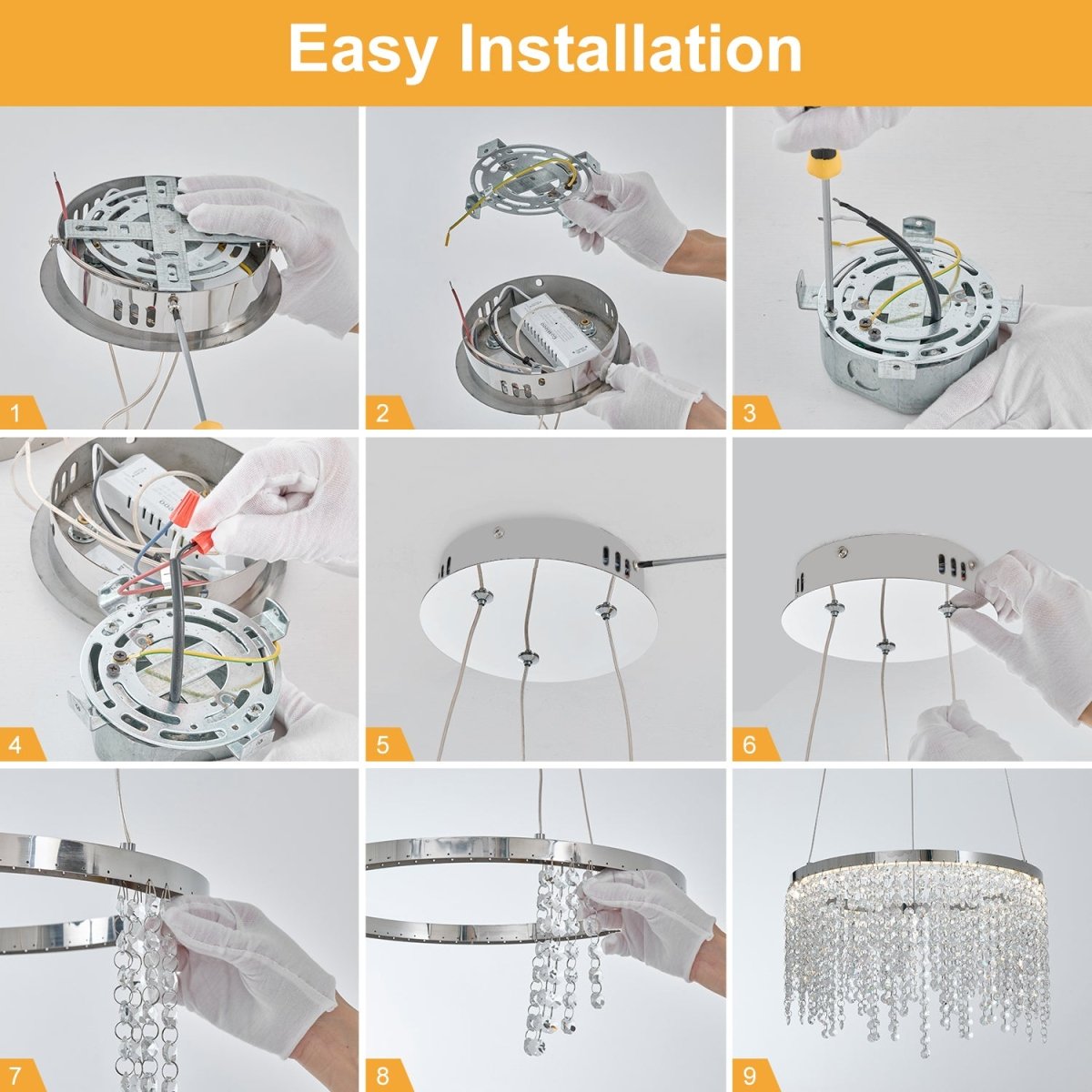 ExBrite Fancy hanging ceiling lamps,Modern Pendant Light,Crystal Chandelier,Height Adjustable,Dining Room Kitchen,Ceiling Hanging Over Table