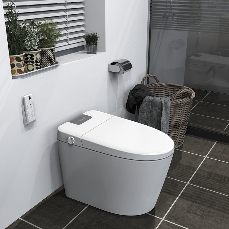 ExBrite Smart Toilets with Heated Seat,Auto Flush,AUTO Open&Close,Warm Dryer,Foot Sensor,Night Light,Remote Control