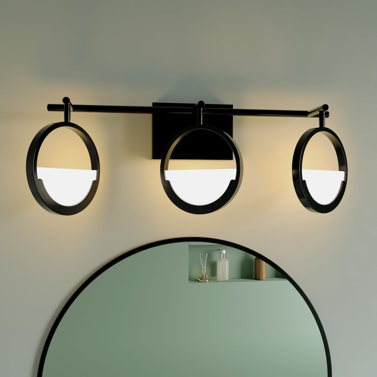 ExBrite TRIO Modern Simplicity LED Vanity Light with Rotatable Heads and Dimmable Brightness, Black