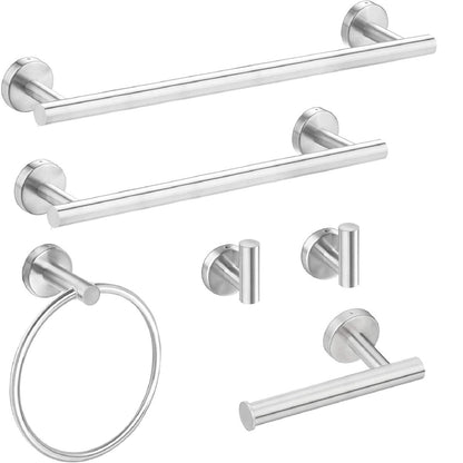 ExBrite Wall Mount Towel Rack Set 6 Piece Stainless Steel for Bathroom