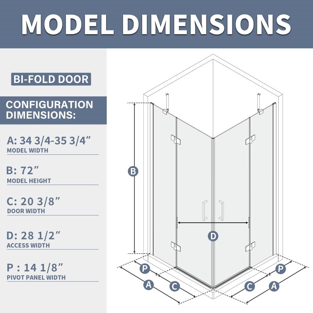 Haven Corner Shower Enclosure 36''D x 36''W x 72'' H Pivot Shower Door In Corner,6mm Clear Glass Double Pivot Shower Door in Chrome Finish