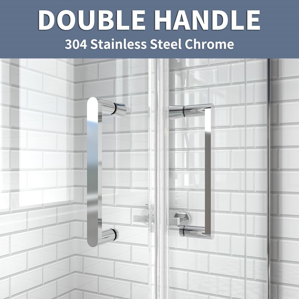 Haven Corner Shower Enclosure 36''D x 36''W x 72'' H Pivot Shower Door In Corner,6mm Clear Glass Double Pivot Shower Door in Chrome Finish