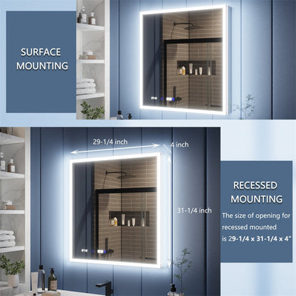 Illusion 36" x 32" LED Lighted Medicine Cabinet with Magnifiers Front and Back Light