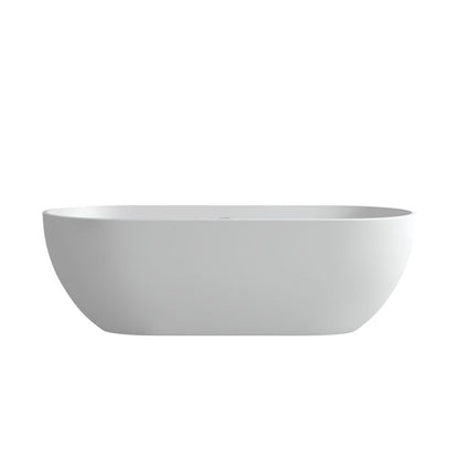 TranquiStone Artificial 59"L x 29.56"W Matte White Stone Solid Surface Freestanding Bathroom Adult Bathtub