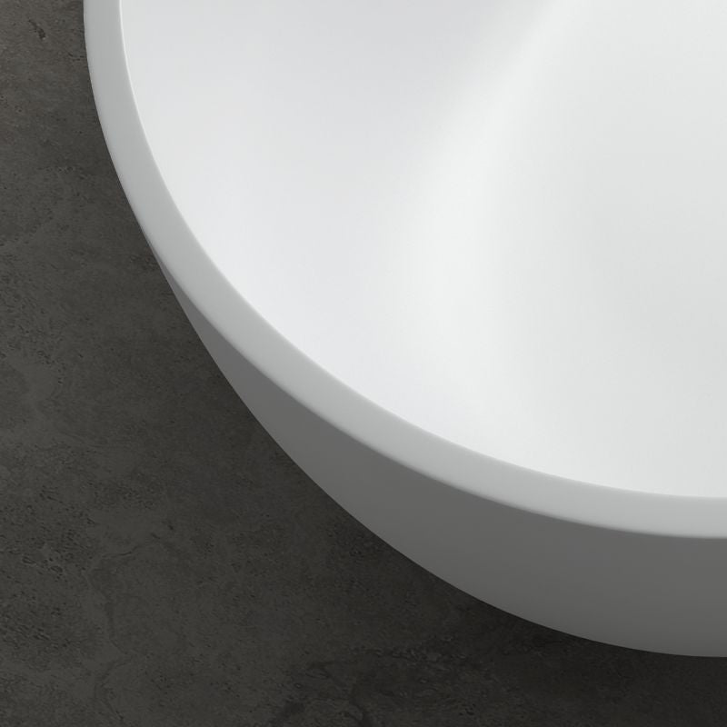 TranquiStone Artificial 59"L x 29.56"W Matte White Stone Solid Surface Freestanding Bathroom Adult Bathtub