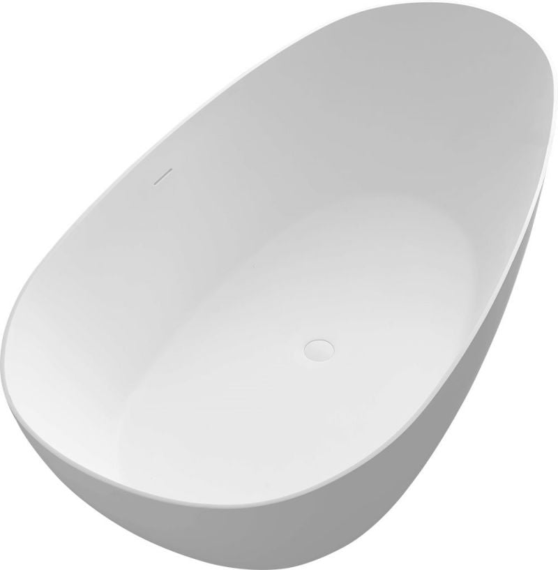 TranquiStone Artificial 67"L x 33.5"W Stone Solid Surface Freestanding Bathroom Adult Bathtub