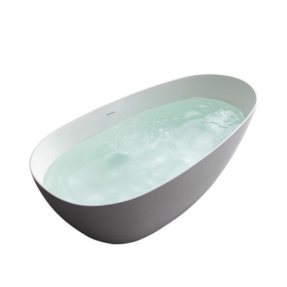 TranquiStone Artificial 67"L x 33.5"W Stone Solid Surface Freestanding Bathroom Adult Bathtub